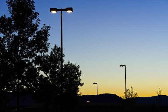Stree Lights at Dusk - Scenic view with silhouetted mountains at dusk just after sunset.